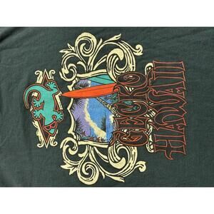 Vintage Gecko Hawaii Surf T-shirt Big Wave Art Gun Surfboard